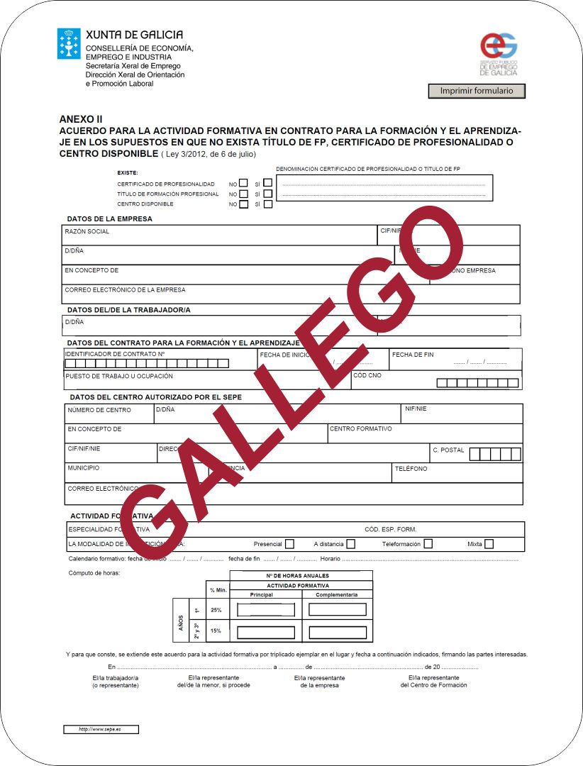 Modelo anexo del contrato en formación (gallego)