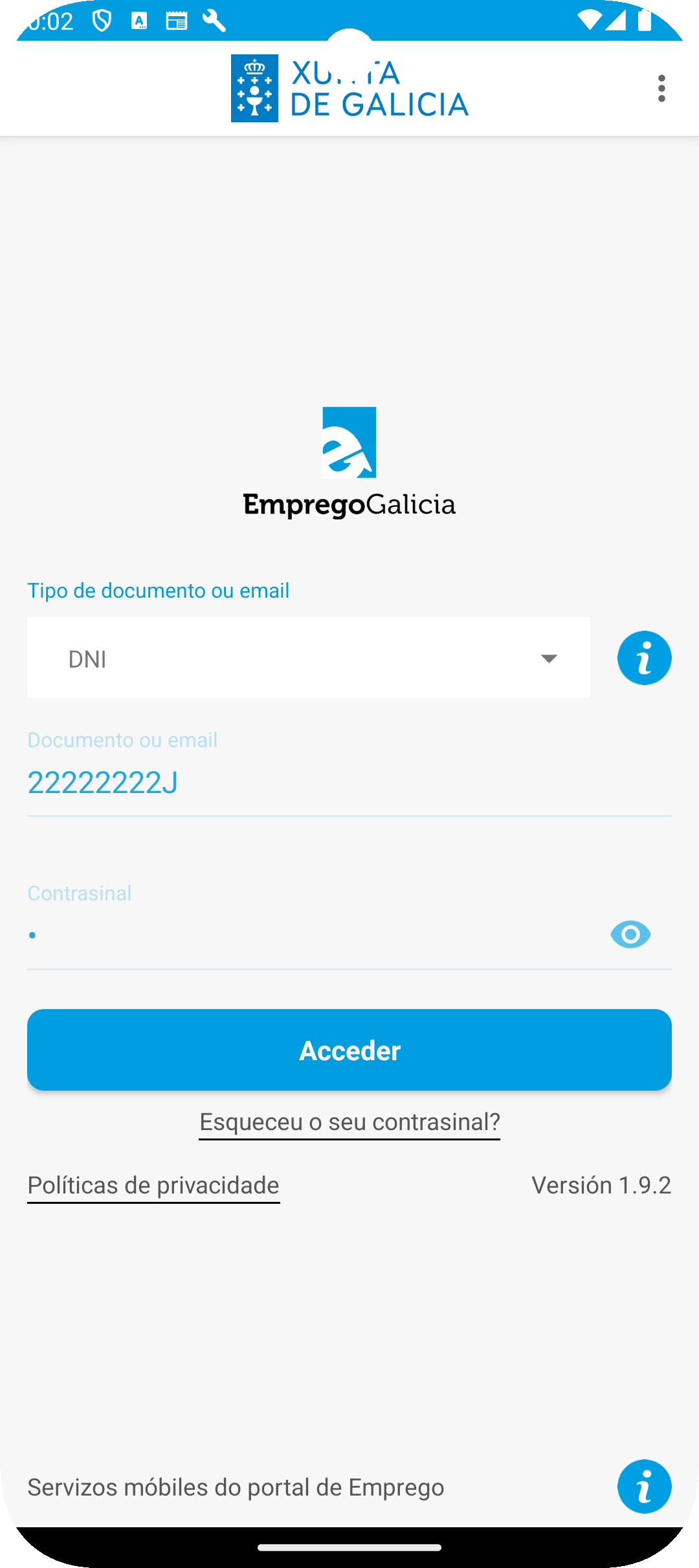 pantalla de inicio de mobem en android