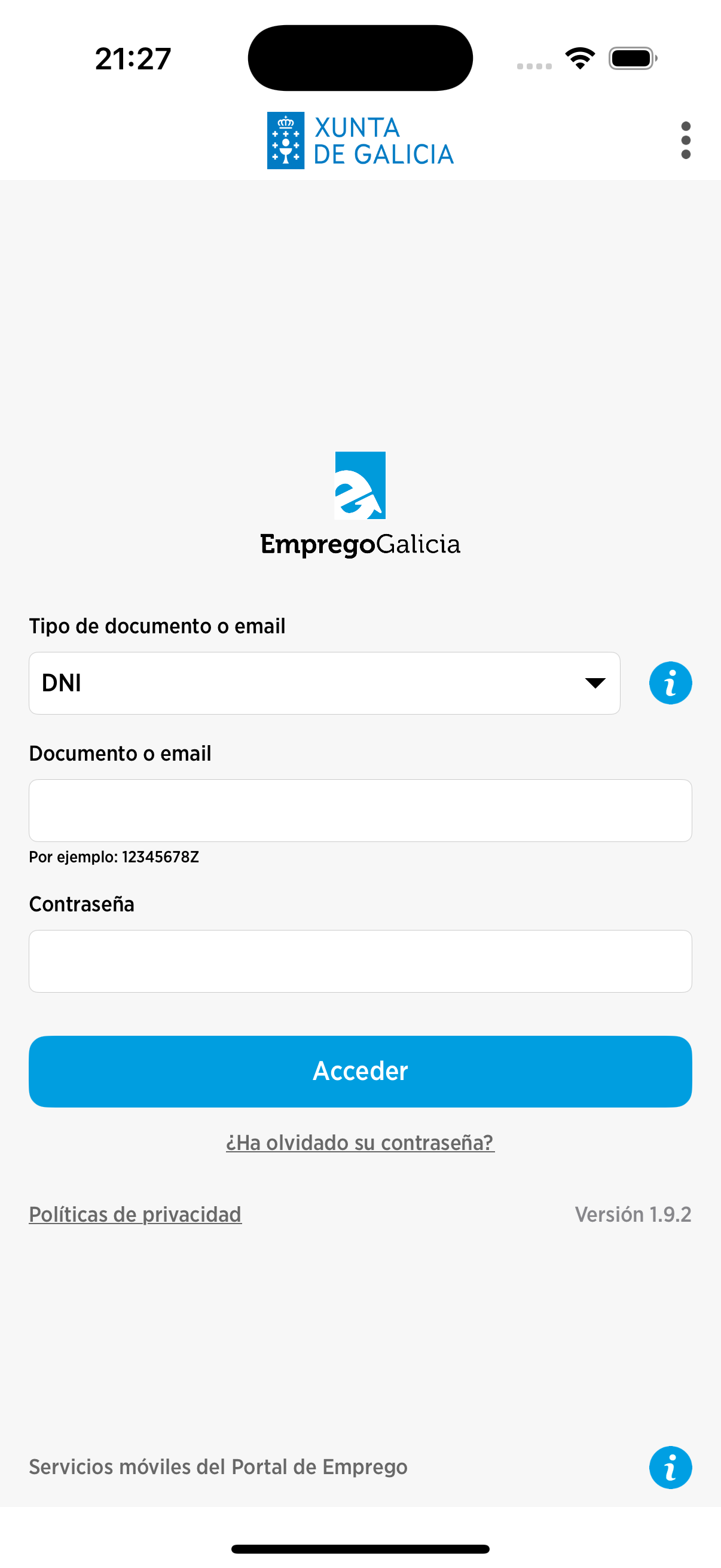 pantalla de inicio de mobem en iphone