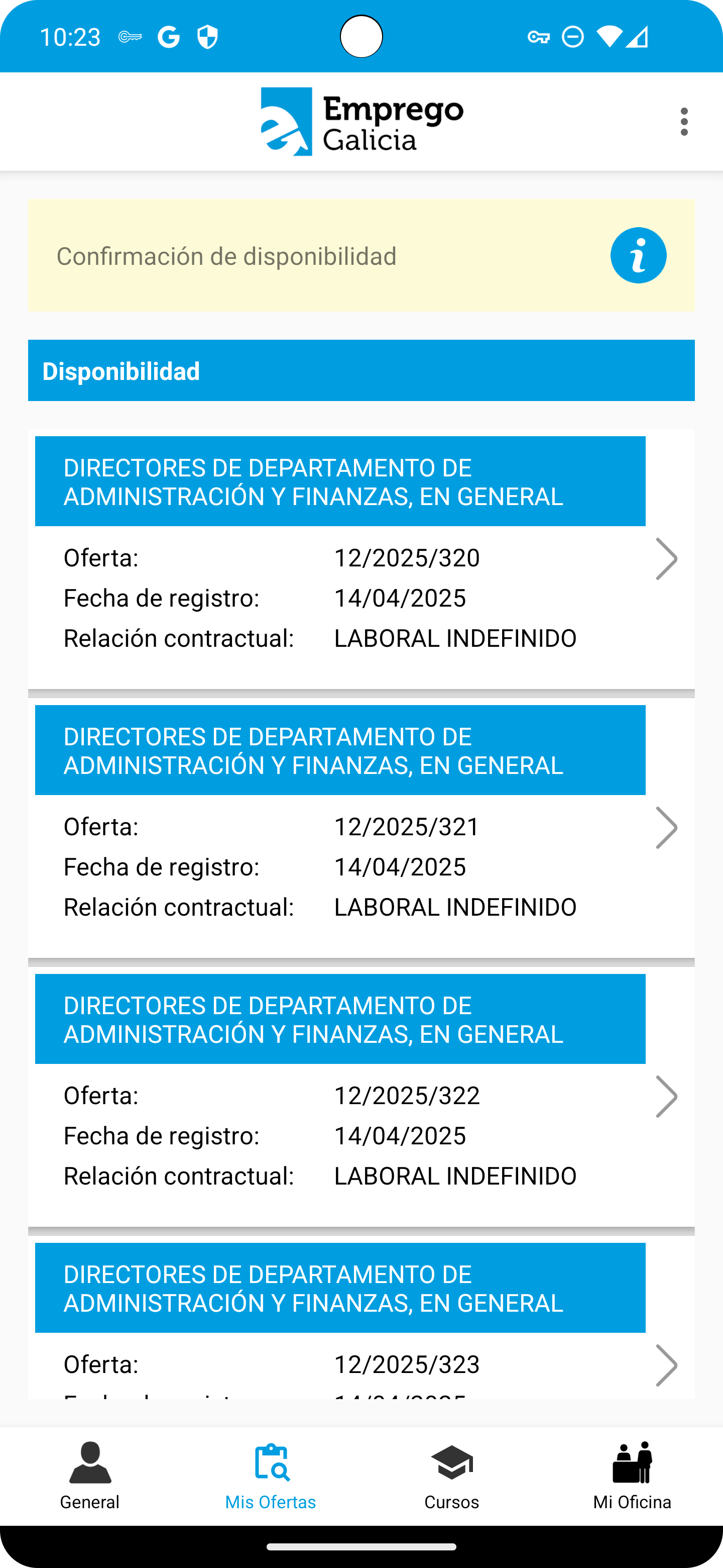 pantalla de as miñas ofertas de mobem en android