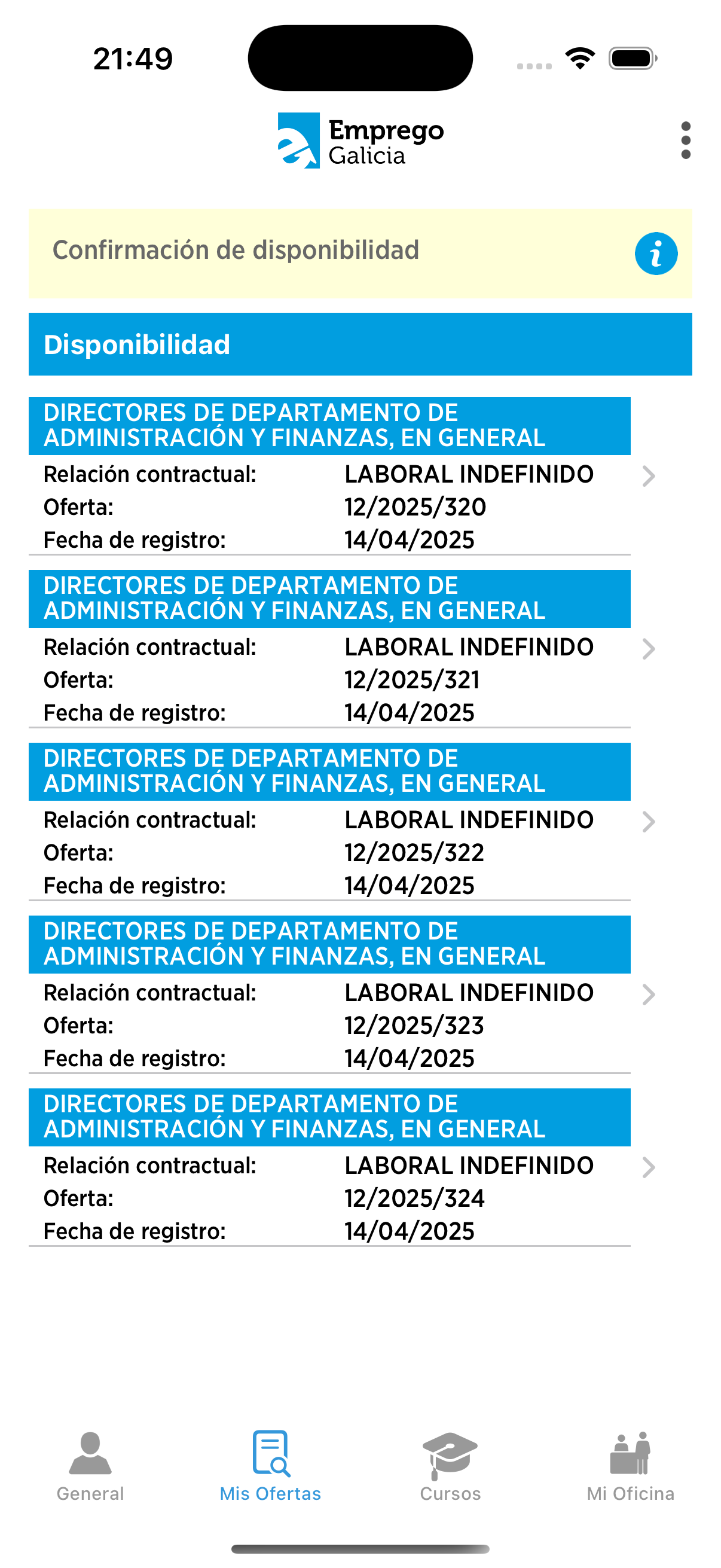 pantalla de mis ofertas de mobem en iphone