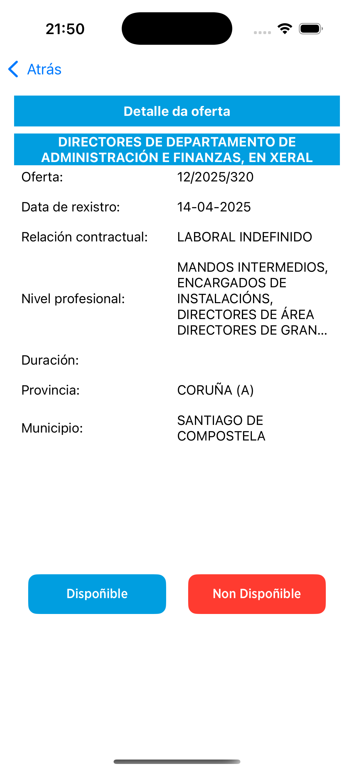 pantalla de detalle oferta de mobem en Iphone
