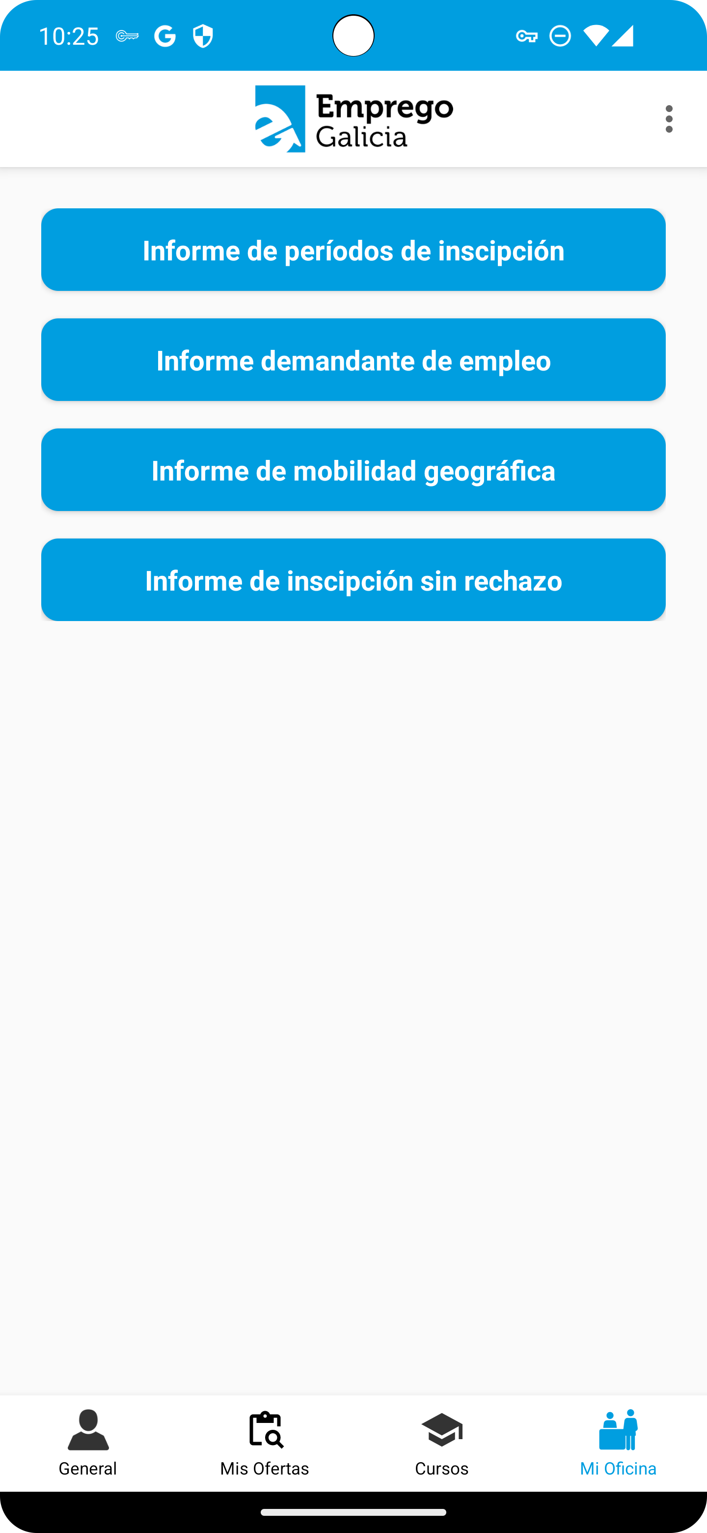 pantalla de informes de mobem en android